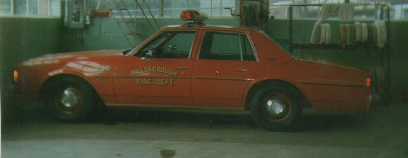 1981 Chevrolet Impala (retired).  Hillsborough's 1st Fire Car.